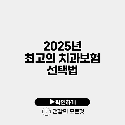 2025년 최고의 치과보험 선택법