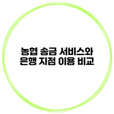 농협 송금 서비스와 은행 지점 이용 비교