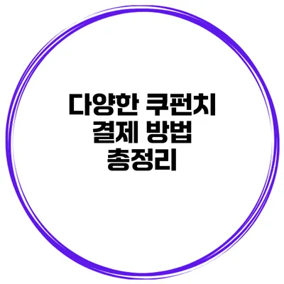 다양한 쿠펀치 결제 방법 총정리