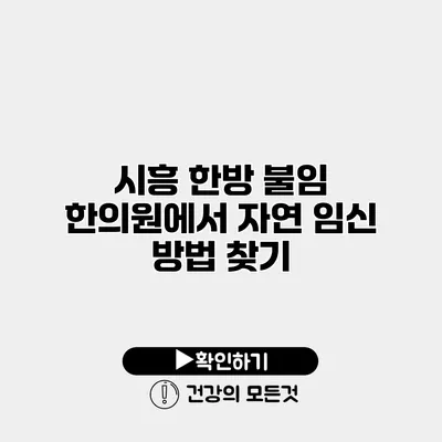 시흥 한방 불임 한의원에서 자연 임신 방법 찾기