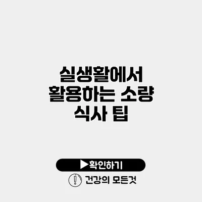 실생활에서 활용하는 소량 식사 팁