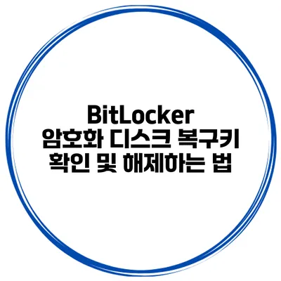 BitLocker 암호화 디스크 복구키 확인 및 해제하는 법