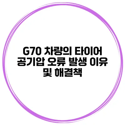 G70 차량의 타이어 공기압 오류 발생 이유 및 해결책