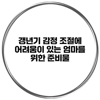 갱년기 감정 조절에 어려움이 있는 엄마를 위한 준비물