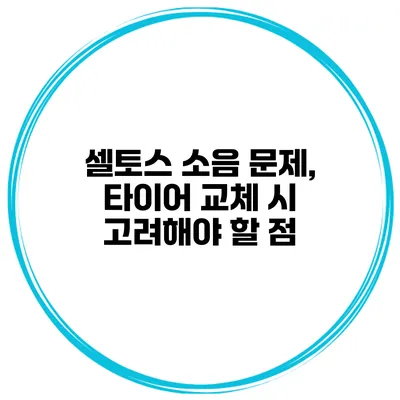셀토스 소음 문제, 타이어 교체 시 고려해야 할 점