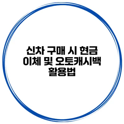 신차 구매 시 현금 이체 및 오토캐시백 활용법