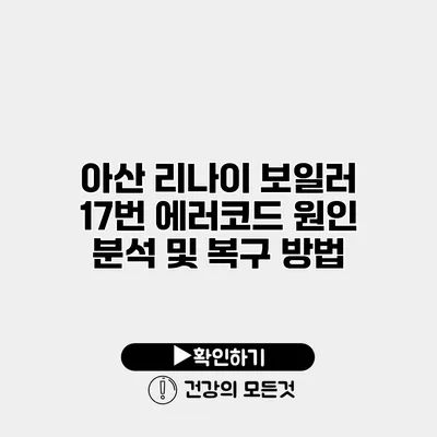 아산 리나이 보일러 17번 에러코드 원인 분석 및 복구 방법
