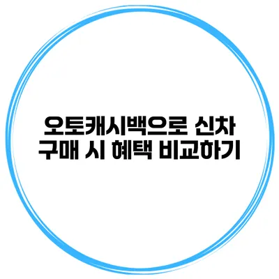 오토캐시백으로 신차 구매 시 혜택 비교하기