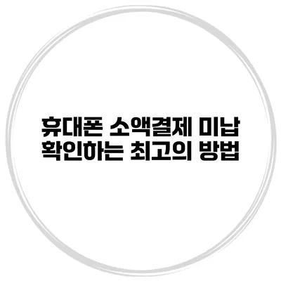 휴대폰 소액결제 미납 확인하는 최고의 방법